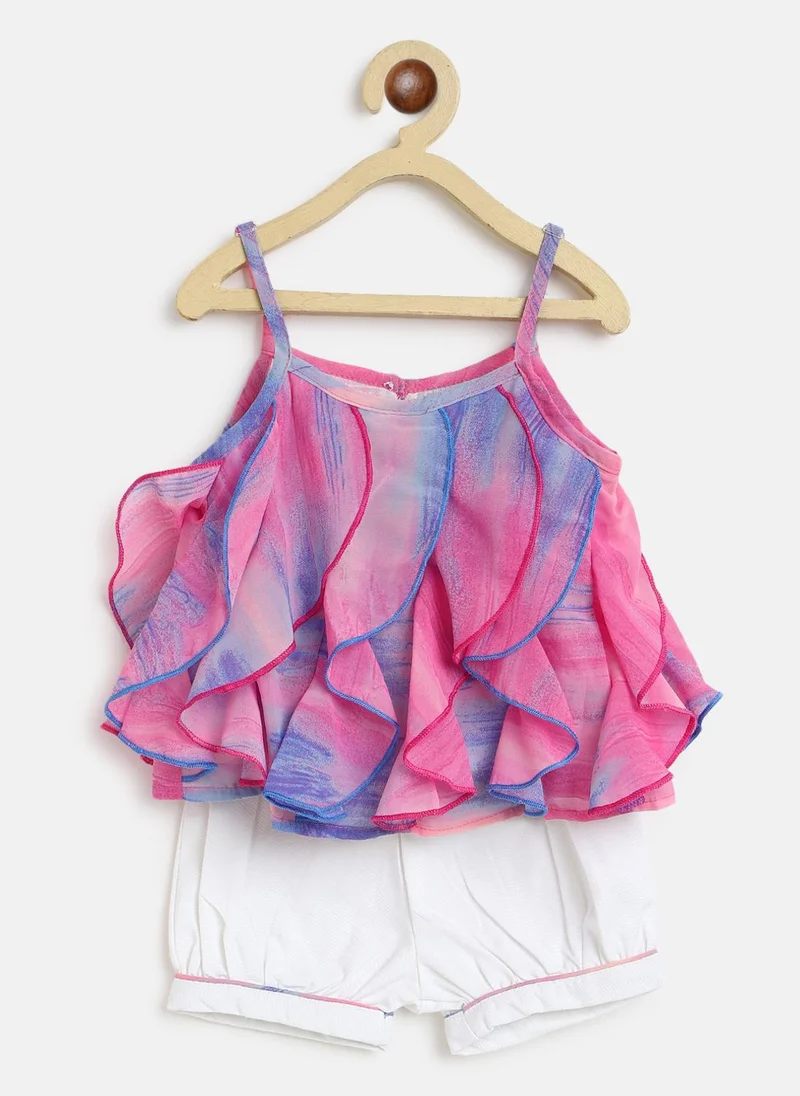 نوتيناتي طقم ملابس بناتي بطبعة تجريدية مكشكشة